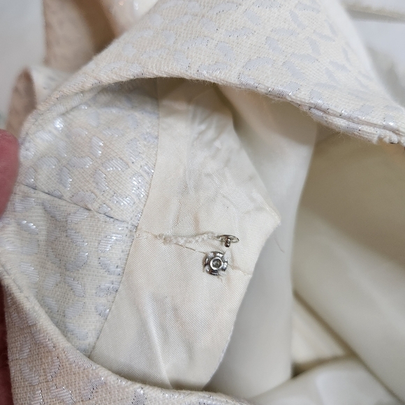 Alex Marie Vintage White Sleeveless Sheath Dress Midi, Metalic Details Size 8 - Picture 11 of 14